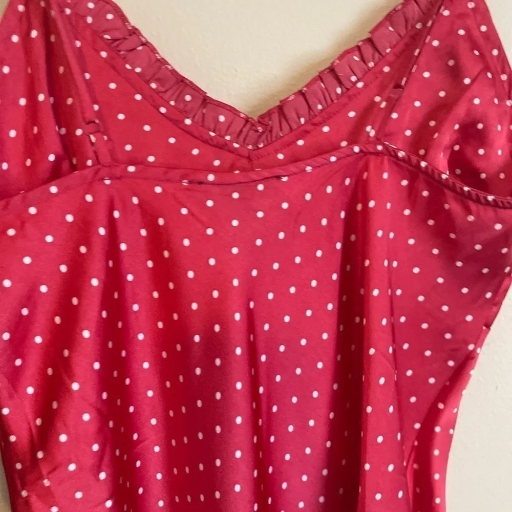 NWT Jopna Red & White Fairycore  Coquette Girl Silky Slip Dress Size Medium - Picture 8 of 11